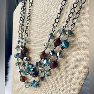 SPARKLY AB CRYSTALS with Multi Beaded Three Tier Nexklace